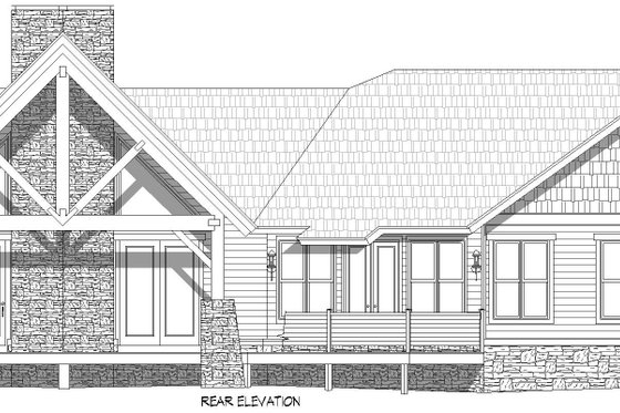 Exterior - Rear Elevation 3 for Country House Plan #932-1275 - 3 bed, 2 bath