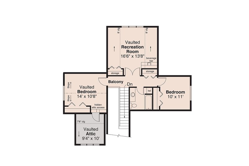 Architectural House Design - Floor Plan - Upper Floor for Bungalow House Plan #124-1436 - 3 bed, 3 bath