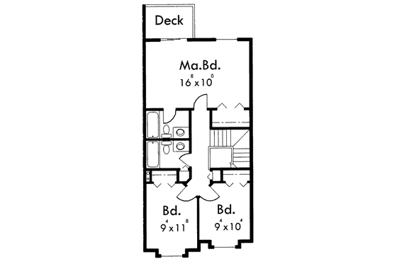 Floor Plan - Upper Floor for Traditional House Plan #303-401 - 3 bed, 2 bath