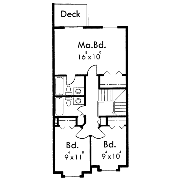 Traditional Floor Plan - Upper Floor Plan #303-401