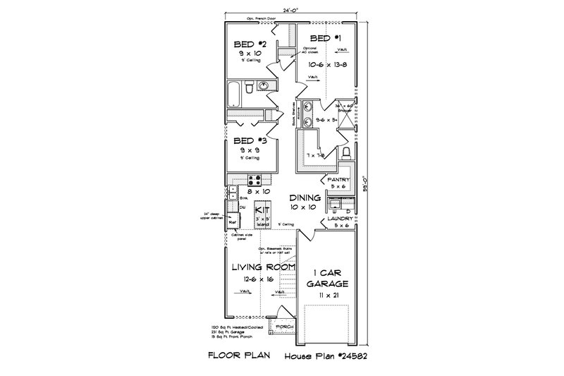 Cottage Style House Plan - 3 Beds 2 Baths 1120 Sq/Ft Plan #513-2375 ...