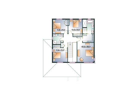 Floor Plan - Upper Floor for Modern House Plan #23-2292 - 4 bed, 2.5 bath