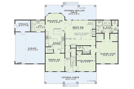 Floor Plan - Main Floor for Colonial House Plan #17-2068 - 4 bed, 2.5 bath