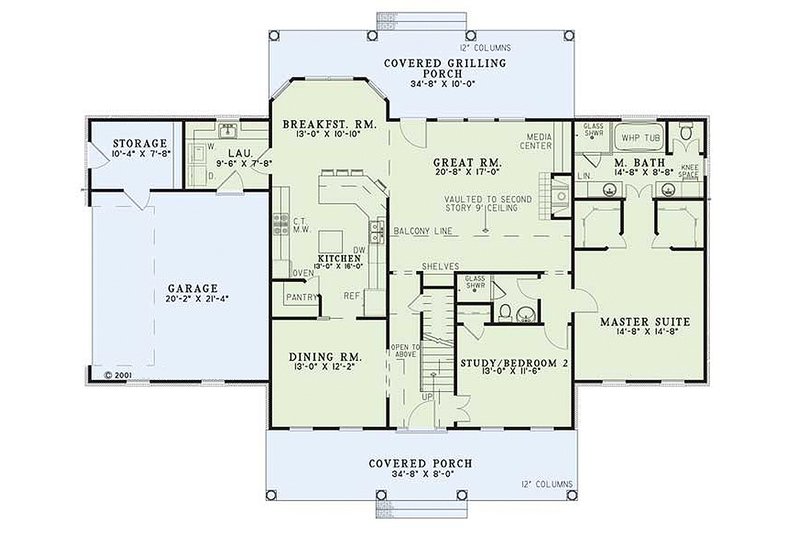 House Plan Design - Floor Plan - Main Floor for Colonial House Plan #17-2068 - 4 bed, 2.5 bath