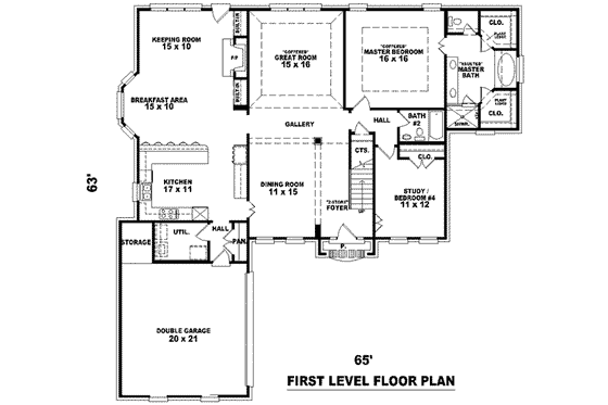 Floor Plan - Main Floor for European House Plan #81-1135 - 3 bed, 3 bath