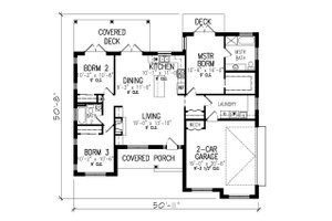 Floor Plan - Main Floor for Ranch House Plan #427-13 - 3 bed, 2 bath
