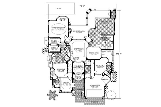 Floor Plan - Main Floor for Mediterranean House Plan #420-219 - 3 bed, 4 bath