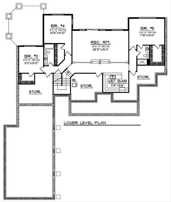 Traditional Floor Plan - Lower Floor Plan #70-879