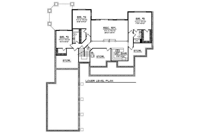 Home Plan - Floor Plan - Lower Floor for Traditional House Plan #70-879 - 5 bed, 3.5 bath