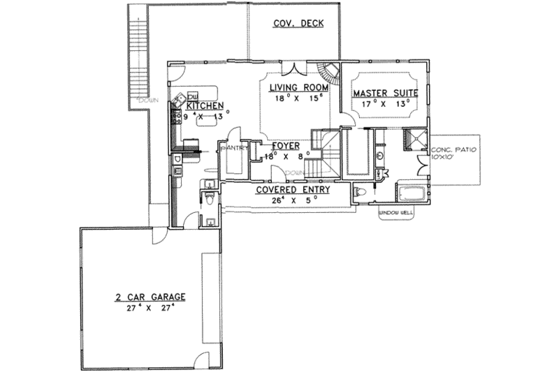 Architectural House Design - Floor Plan - Main Floor for Modern House Plan #117-351 - 2 bed, 2.5 bath