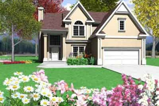 Exterior - Front Elevation for European House Plan #6-216 - 4 bed, 2.5 bath