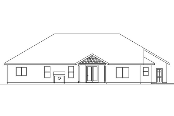 Exterior - Rear Elevation for Ranch House Plan #124-585 - 4 bed, 2.5 bath