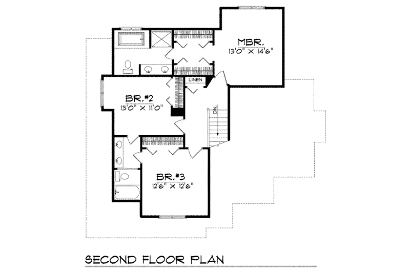 House Plan Design - Floor Plan - Upper Floor for Traditional House Plan #70-221 - 3 bed, 2.5 bath