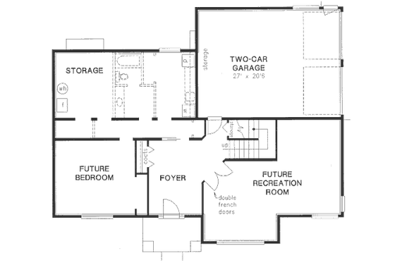 Floor Plan - Lower Floor for European House Plan #18-9129 - 3 bed, 2 bath