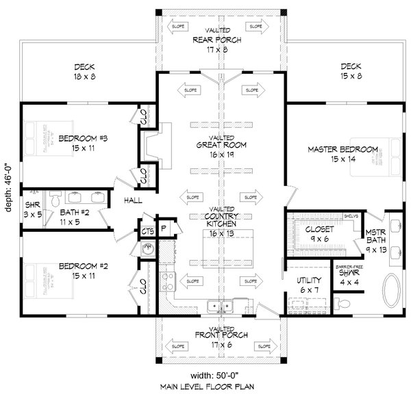 Country Floor Plan - Main Floor Plan #932-511