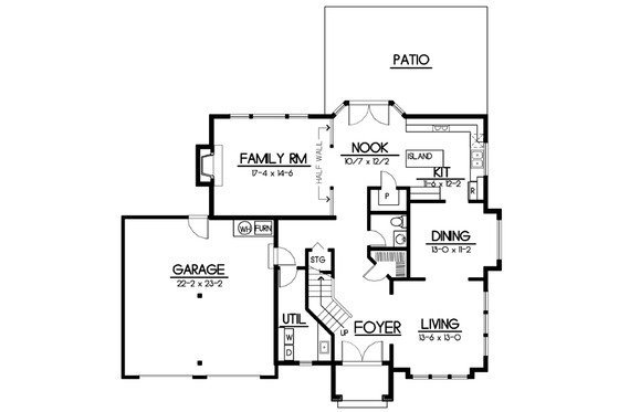 Floor Plan - Main Floor for Traditional House Plan #100-429 - 3 bed, 2.5 bath