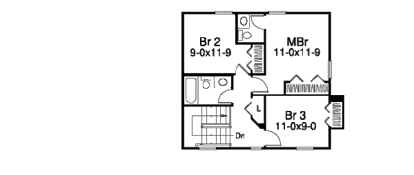 Traditional Floor Plan - Upper Floor Plan #57-328