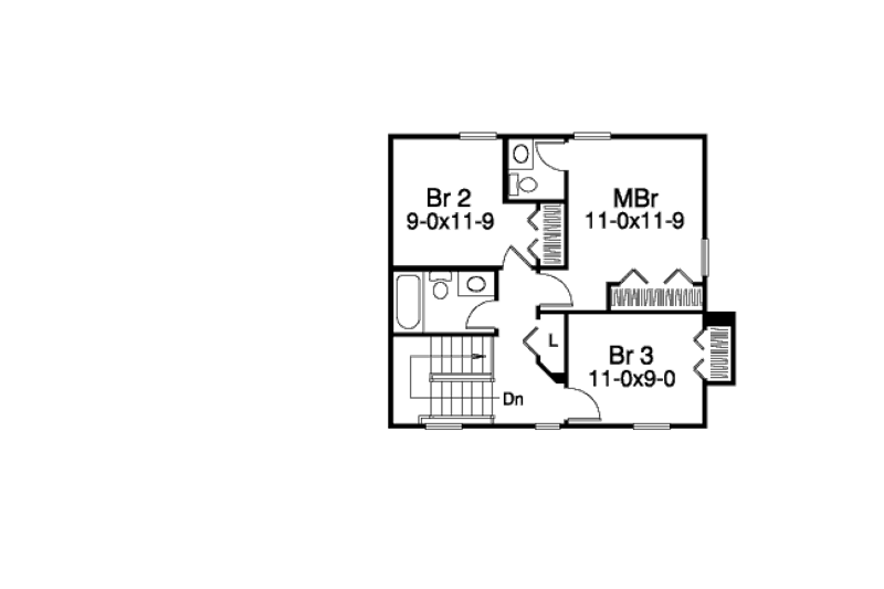 Dream House Plan - Floor Plan - Upper Floor for Traditional House Plan #57-328 - 3 bed, 2.5 bath