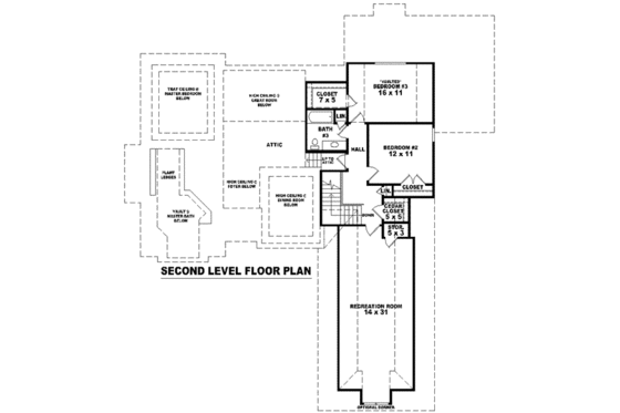 Floor Plan - Upper Floor for European House Plan #81-1163 - 3 bed, 3 bath