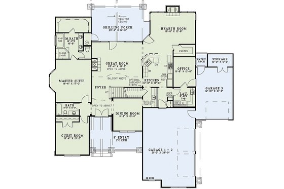 Floor Plan - Main Floor for Craftsman House Plan #17-2442 - 4 bed, 3 bath