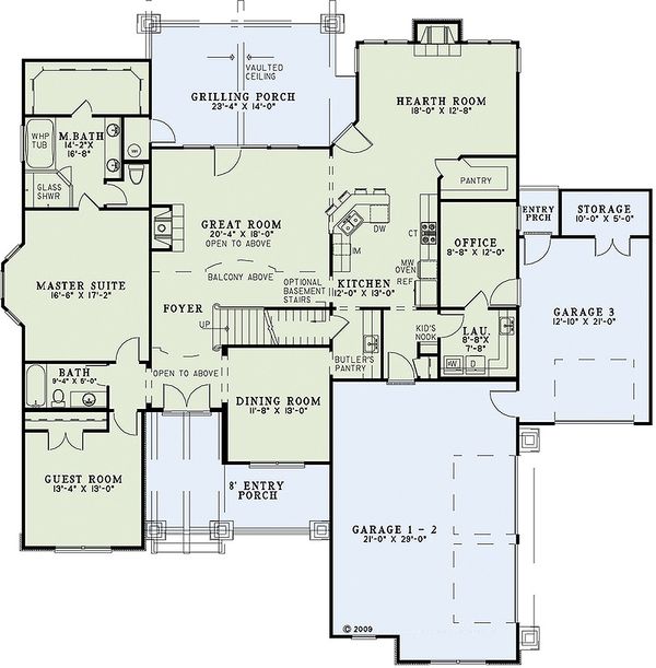 Architectural House Design - Craftsman Floor Plan - Main Floor Plan #17-2442