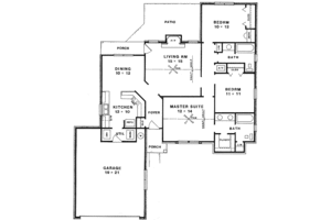Floor Plan - Main Floor for Traditional House Plan #14-141 - 3 bed, 2.2 bath
