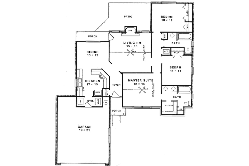 Dream House Plan - Floor Plan - Main Floor for Traditional House Plan #14-141 - 3 bed, 2.2 bath