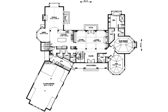 Floor Plan - Main Floor for Craftsman House Plan #132-177 - 4 bed, 4.5 bath