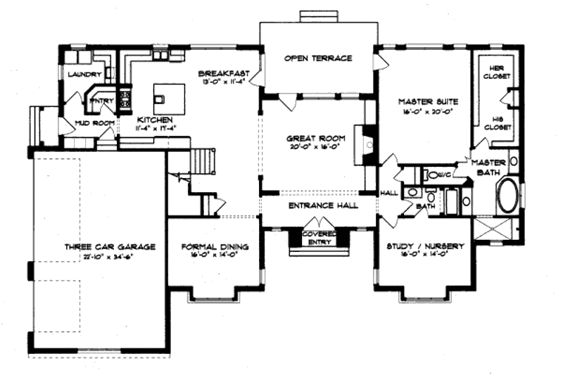 House Blueprint - Floor Plan - Main Floor for European House Plan #413-821 - 5 bed, 4 bath