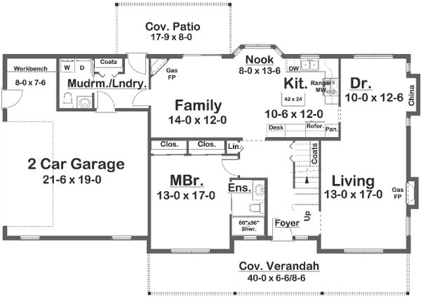 Architectural House Design - Colonial Floor Plan - Main Floor Plan #126-257