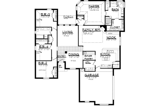 Floor Plan - Main Floor for Traditional House Plan #62-113 - 4 bed, 2 bath