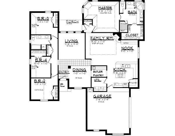 House Blueprint - Traditional Floor Plan - Main Floor Plan #62-113