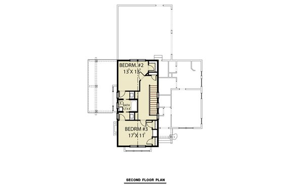 Floor Plan - Upper Floor for Contemporary House Plan #1070-80 - 3 bed, 2.5 bath
