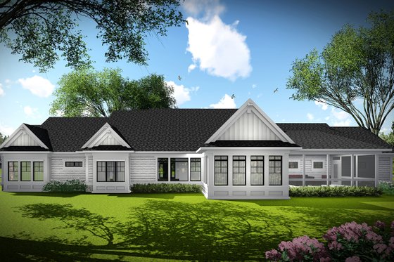 Exterior - Rear Elevation 4 for Ranch House Plan #70-1467 - 3 bed, 2 bath
