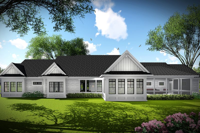 Architectural House Design - Exterior - Rear Elevation 4 for Ranch House Plan #70-1467 - 3 bed, 2 bath