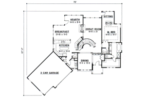 Floor Plan - Main Floor for European House Plan #67-307 - 4 bed, 3 bath