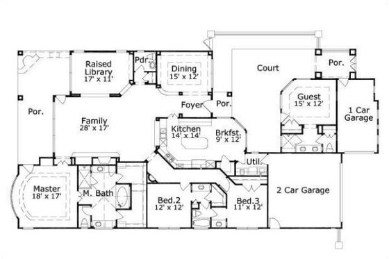 Floor Plan - Main Floor for European House Plan #411-872 - 4 bed, 3.5 bath
