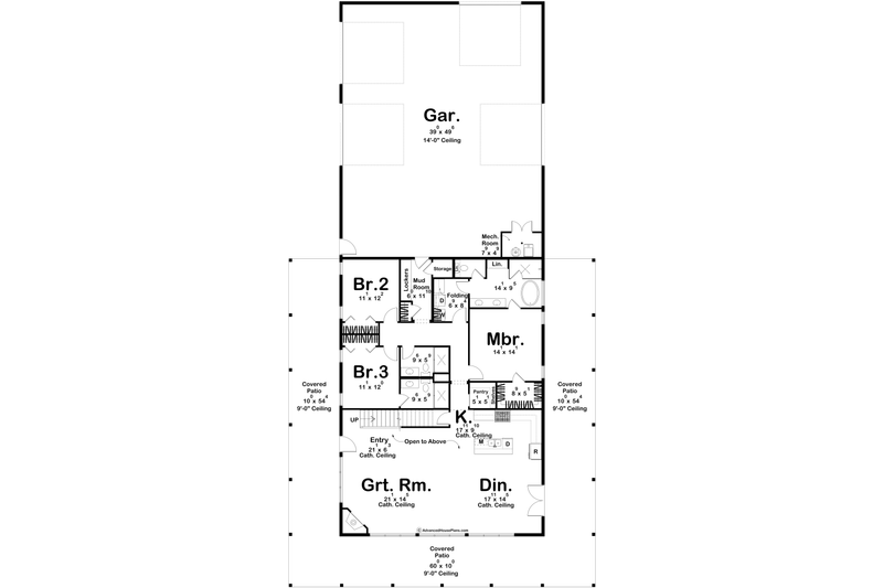 Architectural House Design - Floor Plan - Main Floor for Barndominium House Plan #455-475 - 3 bed, 3 bath