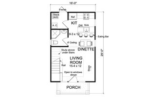 Floor Plan - Main Floor for Cottage House Plan #513-2183 - 1 bed, 1 bath