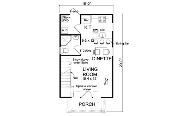 Floor Plan - Main Floor for Cottage House Plan #513-2183 - 1 bed, 1 bath