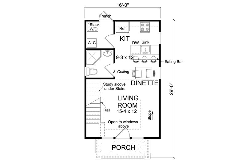 Dream House Plan - Floor Plan - Main Floor for Cottage House Plan #513-2183 - 1 bed, 1 bath