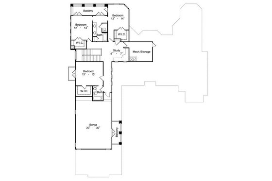 Floor Plan - Upper Floor for European House Plan #417-439 - 5 bed, 4.5 bath