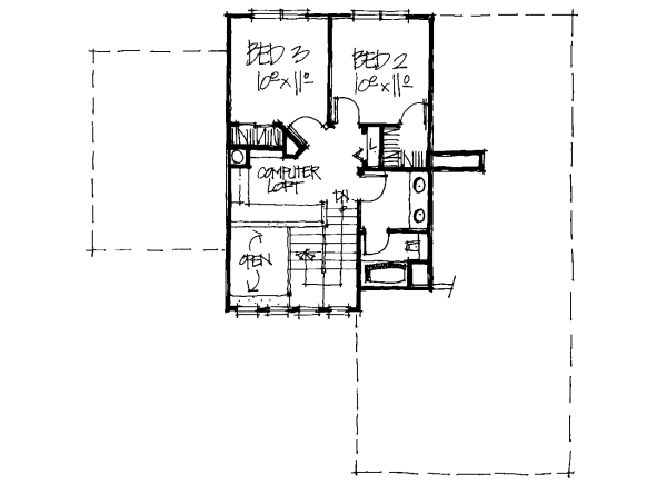 House Design - European Floor Plan - Upper Floor Plan #20-244