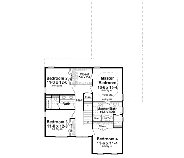 Traditional Floor Plan - Upper Floor Plan #21-322