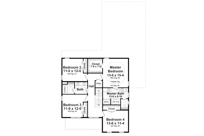 Dream House Plan - Floor Plan - Upper Floor for Traditional House Plan #21-322 - 4 bed, 2.5 bath