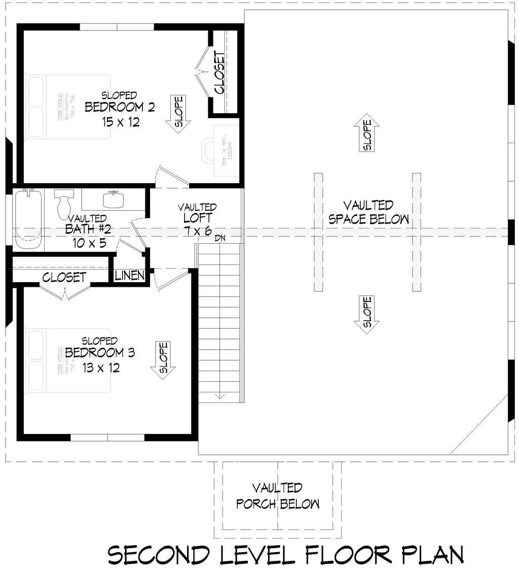 Floor Plan - Upper Floor for Farmhouse House Plan #932-1427 - 3 bed, 2 bath