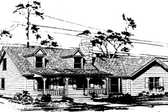 Exterior - Front Elevation for Country House Plan #10-234 - 3 bed, 2 bath