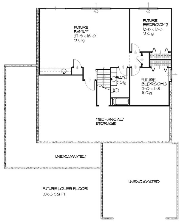 Farmhouse Floor Plan - Lower Floor Plan #901-39