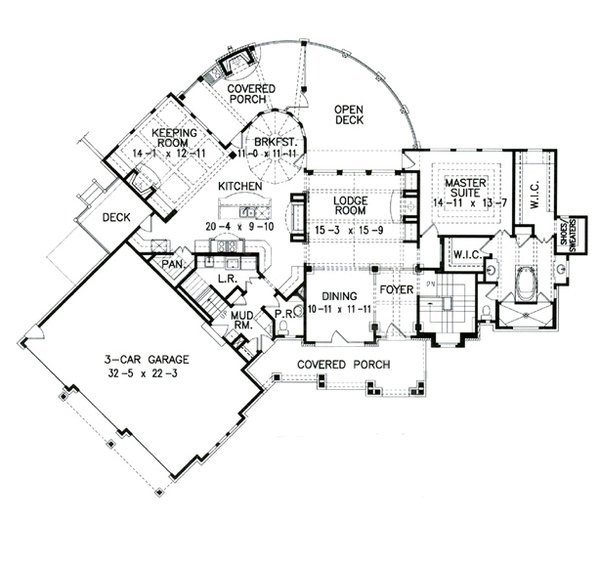 Home Plan - Craftsman Floor Plan - Main Floor Plan #54-461