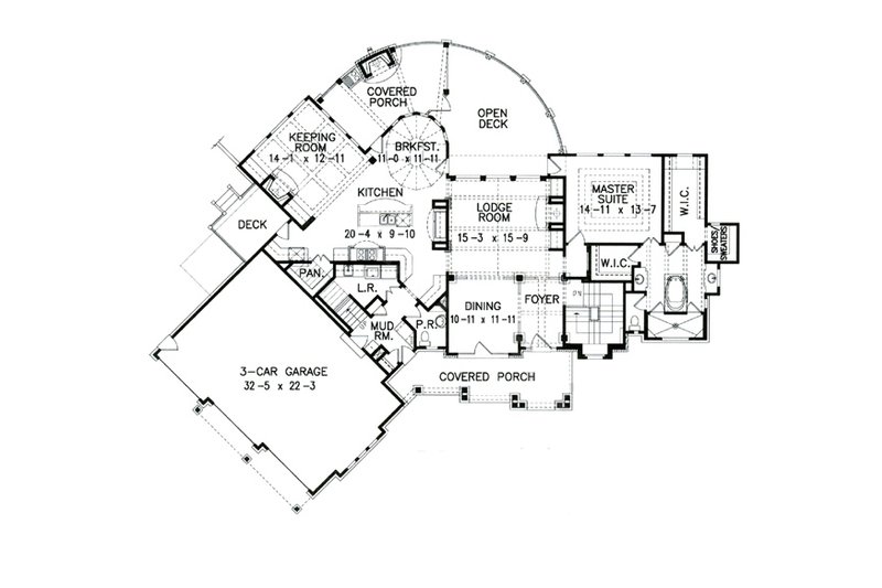 House Plan Design - Floor Plan - Main Floor for Craftsman House Plan #54-461 - 3 bed, 2.5 bath